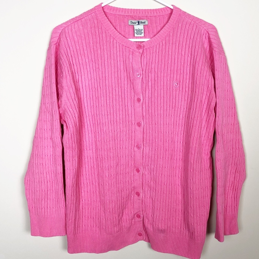 Duck Head Pink Cardigan Button Up Sweater